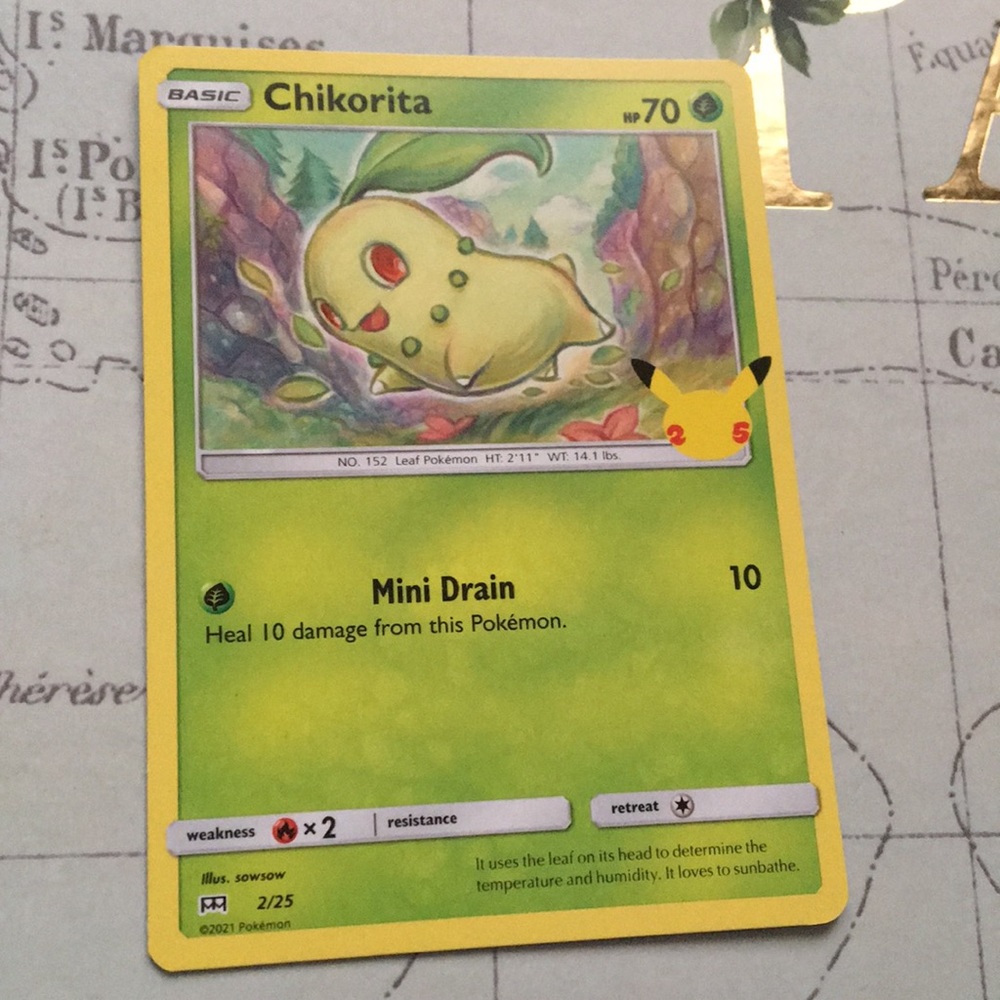 Chikorita non holographic Pokémon card